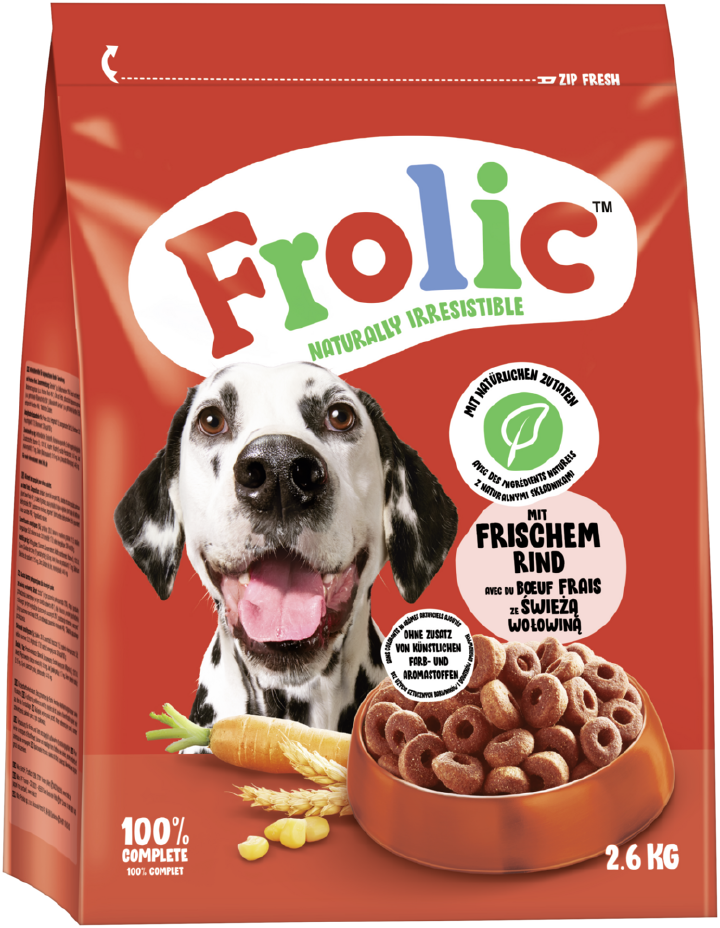 Frolic Hunde-Trockenfutter mit frischem Rind